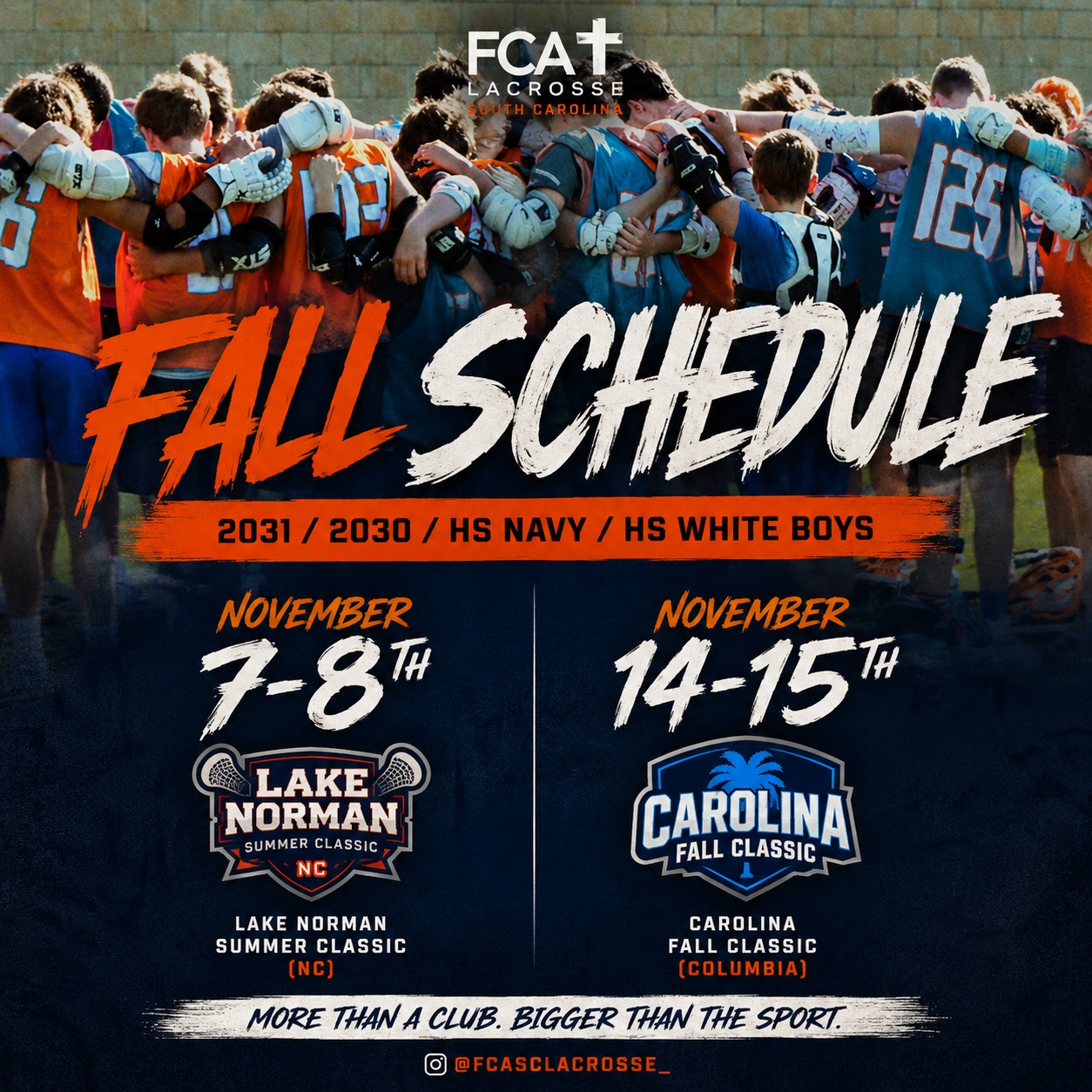 FCA boys fall tournament schedule
